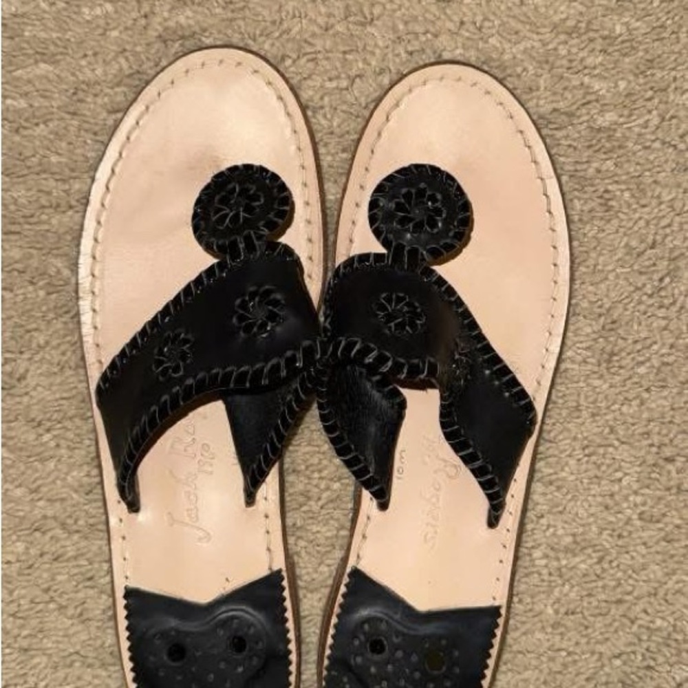 Jack Rogers Black Leather Sandals